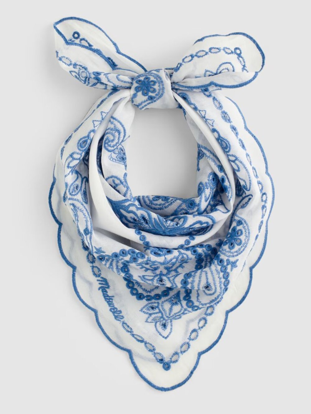 New Madewell Organic Cotton Eyelet Bandana Retro Blue